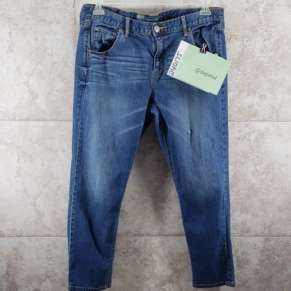 Boyfriend Skinny Jeans Medium Wash Mid Rise Mossimo Womens Sz 12 Tapered Stretch - Picture 6 of 6
